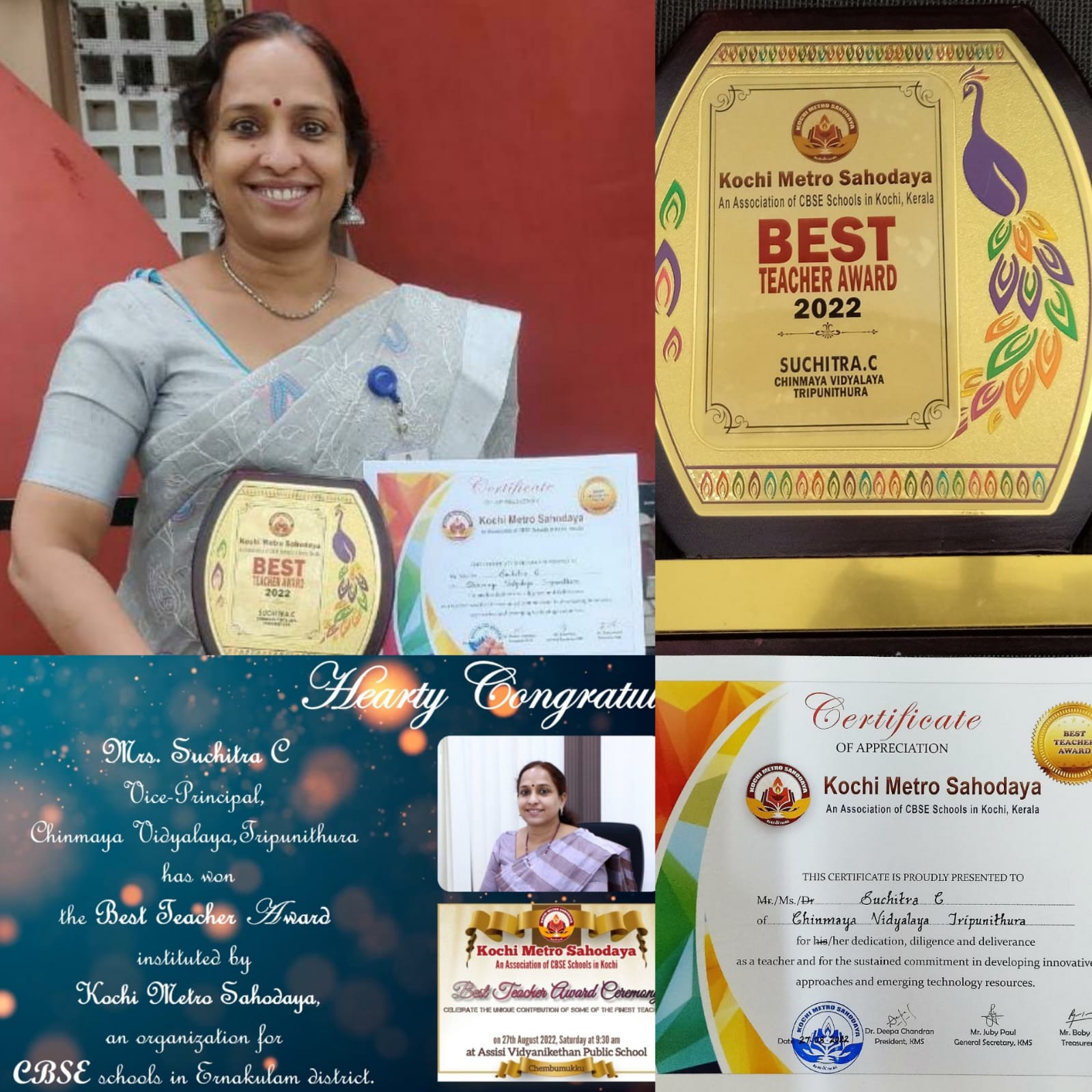 BEST TEACHER AWARD -KOCHI METRO SAHODAYA 2022